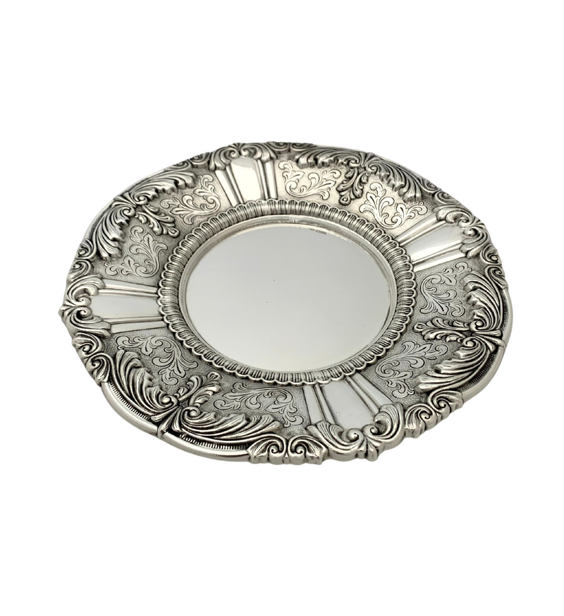 FINE 925 STERLING SILVER HANDMADE CHASED SWIRL ORNATE MATTE & SHINY CUP & TRAY