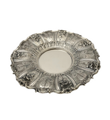 925 STERLING SILVER HANDMADE FLORAL CHASED SWIRL ORNATE MATTE SHINY CUP & TRAY