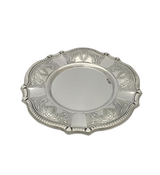 FINE 925 STERLING SILVER HANDMADE SWIRL CHASED ORNATE MATTE & SHINY CUP & TRAY