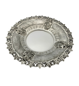 FINE 925 STERLING SILVER HANDMADE LEAF APPLIQUE ORNATE MATTE SHINY CUP & TRAY