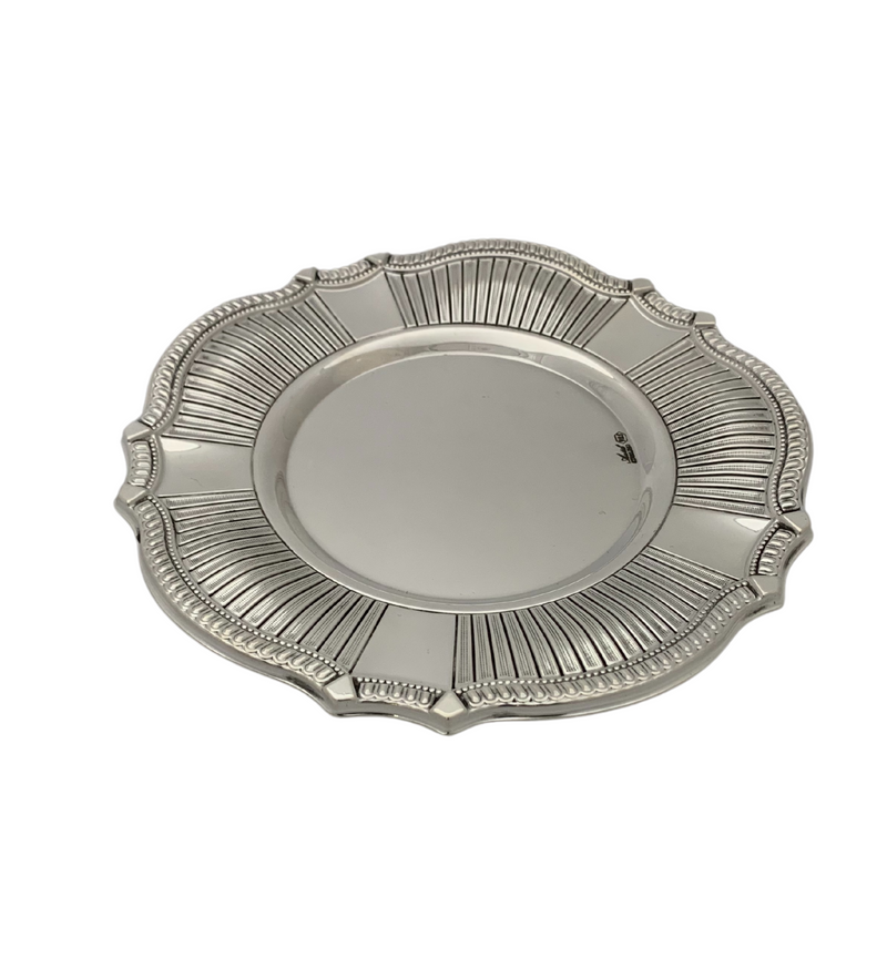 FINE 925 STERLING SILVER HANDMADE MODERN STRIATED SHINY & SLEEK CUP & TRAY