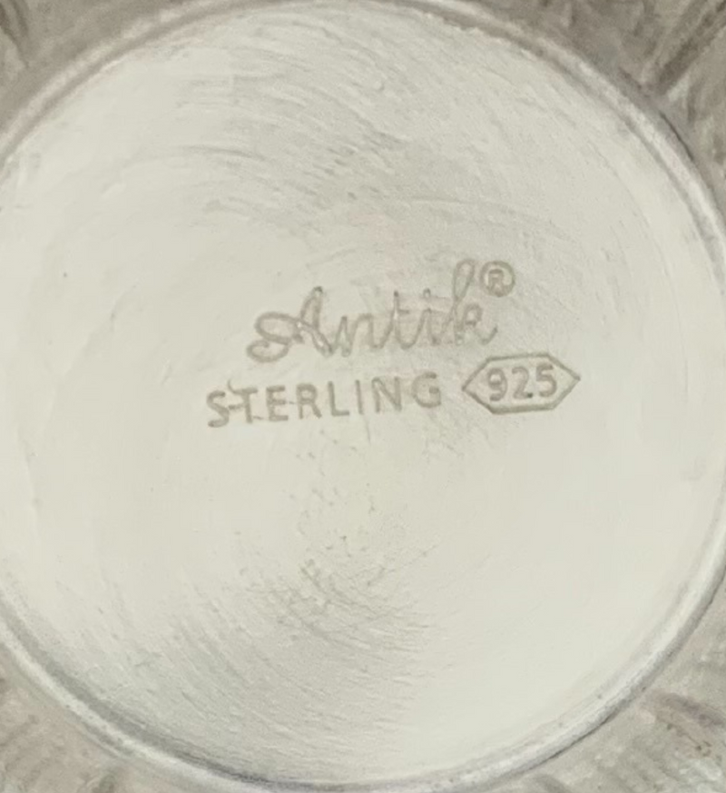 FINE 925 STERLING SILVER HANDMADE LEAF APPLIQUE MATTE & SHINY SINGLE SALT HOLDER