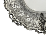 FINE 925 STERLING SILVER HANDMADE LEAF APPIQUE CHASED SWIRL ORNATE CUP & TRAY