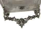 925 STERLING SILVER HANDMADE CHASED ORNATE LEAF MATTE & SHINY QUARTZ TABLE CLOCK