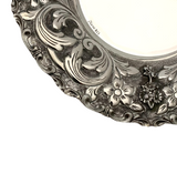 925 STERLING SILVER HANDMADE FLORAL APPLIQUE ORNATE MATTE & SHINY CUP & TRAY