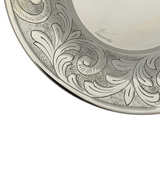 FINE 925 STERLING SILVER HANDMADE SWIRL CHASED ORNATE MATTE & SHINY CUP & TRAY