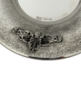 FINE 925 STERLING SILVER HANDMADE FLORAL APPLIQUE MATTE & SHINY CUP & TRAY