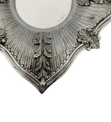925 STERLING SILVER HANDMADE ELEGANT LEAF APPLIQUE STRIATED SQUARE CUP & TRAY