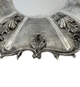 FINE 925 STERLING SILVER HANDMADE LEAF APPLIQUE ORNATE MATTE SHINY CUP & TRAY