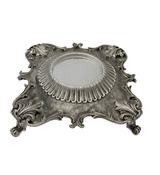 925 STERLING SILVER HANDMADE LEAF APPLIQUE ORNATE MATTE SHINY HONEY DISH & TRAY