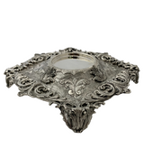 FINE 925 STERLING SILVER HANDMADE CHASED LEAF ORNATE MATTE CUP & TRAY & COVER
