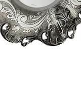 925 STERLING SILVER HANDMADE LEAF CHASED SWIRL ORNATE MATTE & SHINY CUP & TRAY