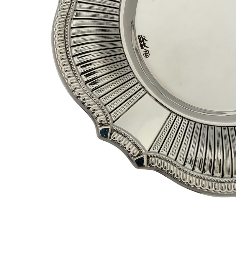 FINE 925 STERLING SILVER HANDMADE MODERN STRIATED SHINY & SLEEK CUP & TRAY