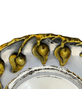 ITALIAN 925 STERLING SILVER & GOLD ENAMEL HANDMADE 3D LEAF APPLIQUE CUP & TRAY
