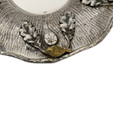 925 STERLING SILVER & GILDED HANDMADE MULTI BIRD & LEAF APPLIQUE TREE CUP & TRAY