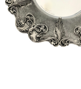 FINE 925 STERLING SILVER HANDMADE ORNATE LEAF APPLIQUE MATTE & SHINY CUP & TRAY