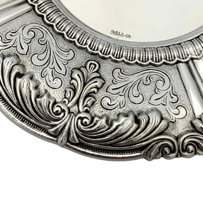 FINE 925 STERLING SILVER HANDMADE CHASED SWIRL ORNATE MATTE & SHINY CUP & TRAY