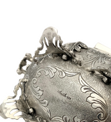 925 STERLING SILVER HANDMADE LEAF APPLIQUE CHASED MATTE SHINY CARRIAGE ESROG BOX