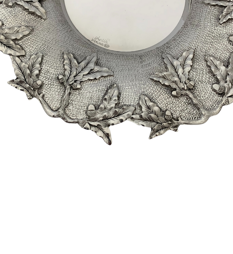 FINE 925 STERLING SILVER HANDMADE MULTI LEAF ORNATE HAMMERED & SHINY CUP & TRAY