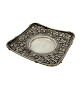 ITALY 925 STERLING SILVER HANDMADE GRAPE LEAF MATTE & SHINY CUP & TRAY & COVER