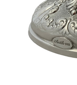 FINE 925 STERLING SILVER HANDMADE LEAF APPLIQUE STRIATED CHASED ELIYAHU CUP