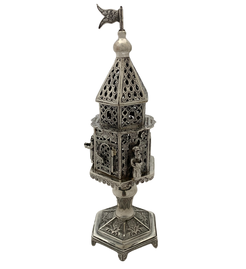 NOAH BEN ZION JERUSALEM 925 STERLING SILVER HANDMADE DETAILED BESAMIM HOLDER