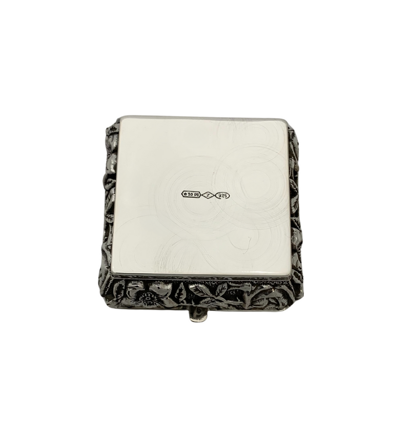 FINE ITALIAN 925 STERLING SILVER HANDMADE FLORAL ORNATE SHINY SLEEK SNUFF BOX
