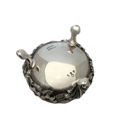 ANTIQUE STIEFF 925 STERLING SILVER HANDMADE FLORAL REPOUSSE SALT HOLDER PAIR