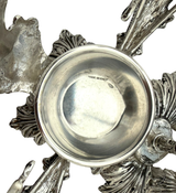 FINE ITALIAN 925 STERLING SILVER & BLUE CRYSTAL LEAF APPLIQUE DOUBLE SALT HOLDER