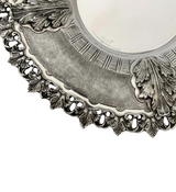 FINE 925 STERLING SILVER HANDMADE LEAF APPLIQUE ORNATE MATTE SHINY CUP & TRAY
