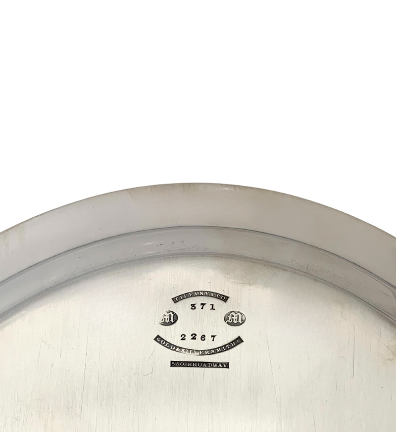 ANTIQUE TIFFANY & CO. 925 STERLING SILVER HANDMADE GREEK KEY OVAL FOOTED TRAY