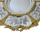 FINE 925 STERLING SILVER & GILDED HANDMADE CHASED SWIRL ORNATE RIZHIN CUP & TRAY