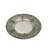 925 STERLING SILVER HANDMADE ORNATE LEAF APPLIQUE MATTE SHINY CUP & TRAY & COVER