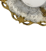 FINE 925 STERLING SILVER & GILDED HANDMADE FLORAL LEAF CHASED ORNATE CUP & TRAY
