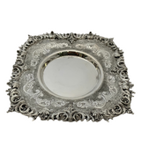 925 STERLING SILVER HANDMADE LEAF APPLIQUE MATTE & SHINY CROWN LIQUOR CUP & TRAY