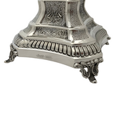 925 STERLING SILVER HANDMADE CHASED SWIRL ORNATE MATTE SHINY 2 LIGHT CANDELABRA