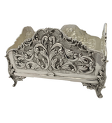 FINE 925 STERLING SILVER HANDMADE LEAF CHASED SWIRL MATTE & SHINY NAPKIN HOLDER