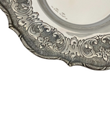 ITALY 925 STERLING SILVER HANDMADE CHASED SWIRL FLORAL MATTE & SHINY CUP & TRAY