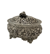 FINE ITALY 925 STERLING SILVER HANDMADE HEAVY FLORAL REPOUSSE ORNATE ESROG BOX