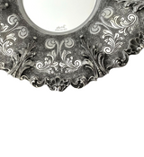 925 STERLING SILVER HANDMADE CHASED LEAF APPLIQUE ORNATE MATTE SHINY CUP & TRAY