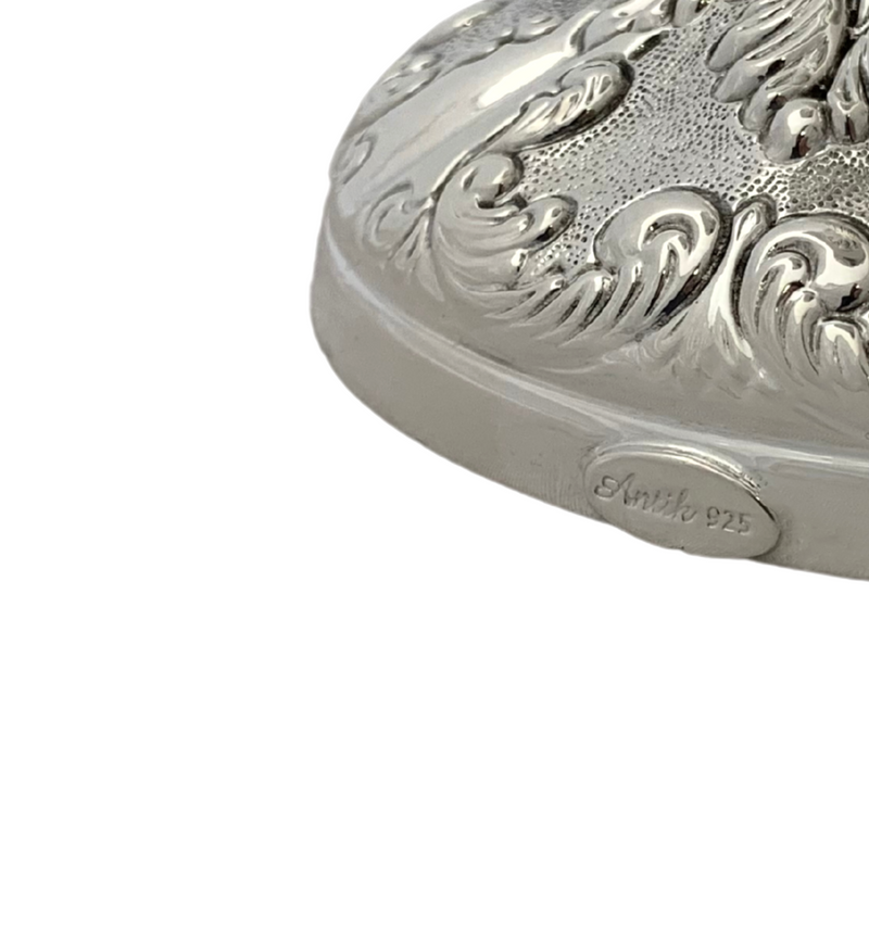 FINE LARGE 925 STERLING SILVER HANDMADE LEAF APPLIQUE CHASED SWIRL ELIYAHU CUP