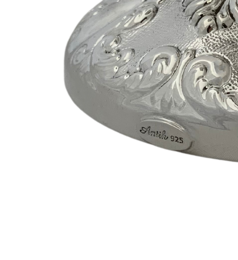 925 STERLING SILVER HANDMADE CHASED LEAF APPLIQUE SWIRL MATTE SHINY ELIYAHU CUP