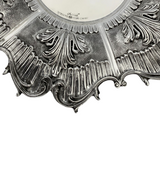 FINE 925 STERLING SILVER HANDMADE HEAVY LEAF APPLIQUE MATTE & SHINY CUP & TRAY
