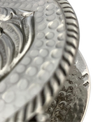 FINE 925 STERLING SILVER HANDMADE FLORAL CHASED ORNATE HAMMERED NAPKIN HOLDER