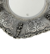 FINE 925 STERLING SILVER HANDMADE CHASED FLORAL LEAF APPLIQUE ORNATE CUP & TRAY
