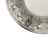FINE 925 STERLING SILVER HANDMADE LEAF APPLIQUE CHASED MATTE & SHINY CUP & TRAY
