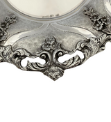 FINE 925 STERLING SILVER HANDMADE FLORAL ORNATE SWIRL MATTE & SHINY CUP & TRAY