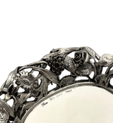 ITALY 925 STERLING SILVER HANDMADE FLORAL LEAF ORNATE SALT PEPPER SHAKER & TRAY