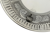 925 STERLING SILVER HANDMADE LEAF APPLIQUE CHASED SWIRL MATTE SHINY CUP & TRAY