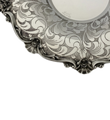 FINE 925 STERLING SILVER HANDMADE CHASED SWIRL ORNATE STRIATED SLEEK CUP & TRAY